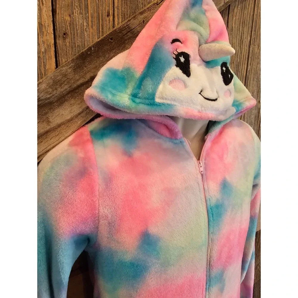 Full zip plushie furry costume size small unicorn Halloween cosplay rainbow
